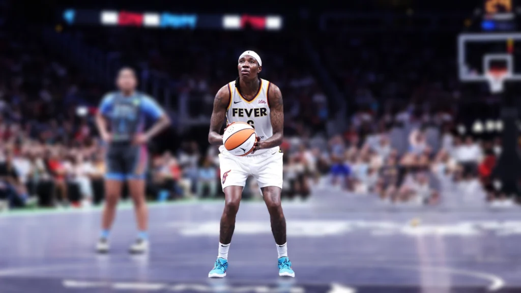 Natasha Howard of the Indiana Fever shoots a free throw during the game against the Atlanta Dream.